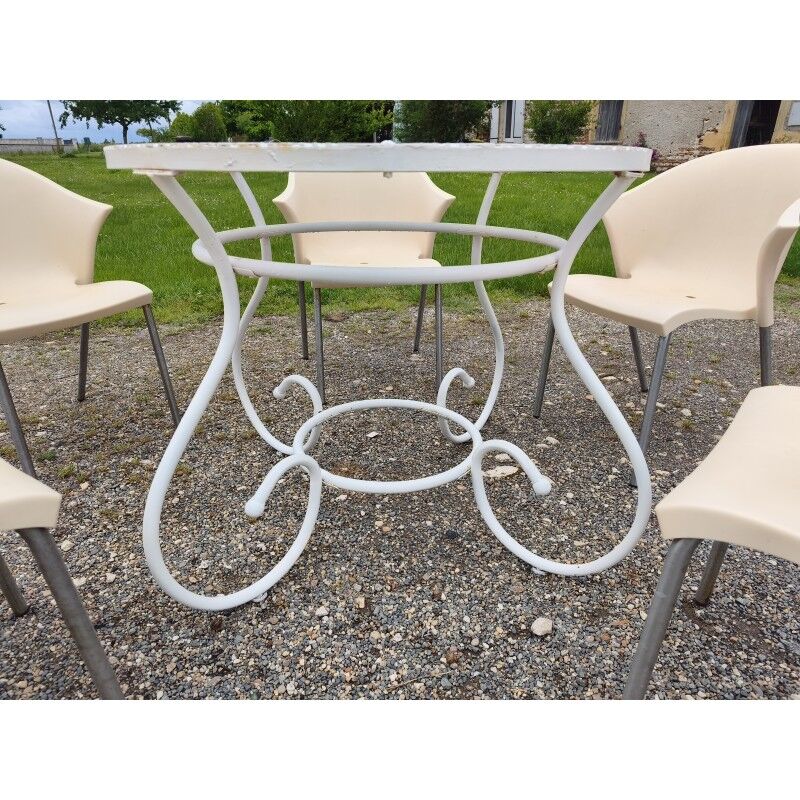 Salon de jardin fer forgé table + 5 fauteuils