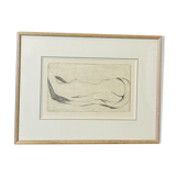 Signed painting sketch The Hille of Home by Muford Carter, wood frame