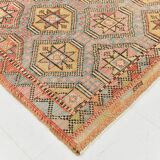 6x10 Pale Red Green Tribal Wool Kilim Rug, 189x300Cm