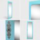 Beveled mirror on turquoise Parisian door