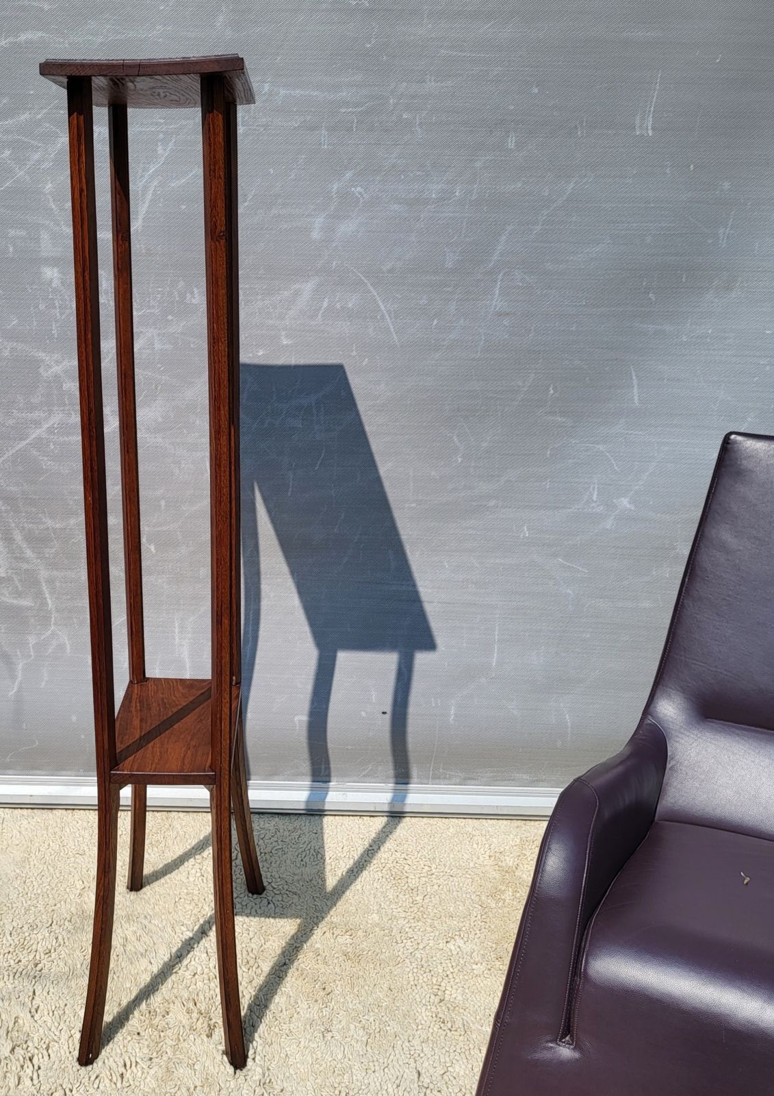 Large Art Deco plant stand H140 solid oak