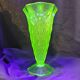 Antique Art Deco Bohemian uranium vase / geometric glass