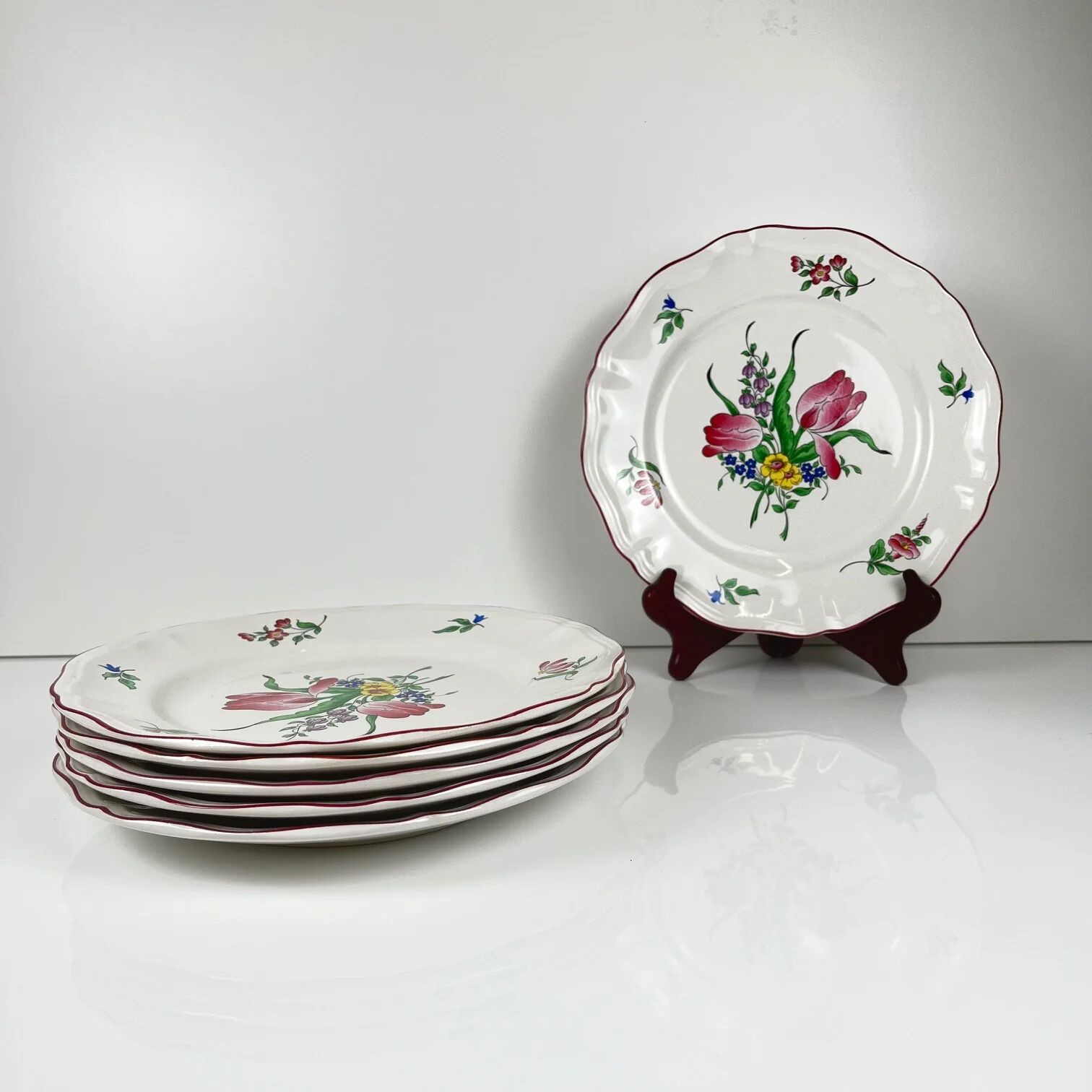 Set of 6 flat plates KG Lunéville – model Réverbère