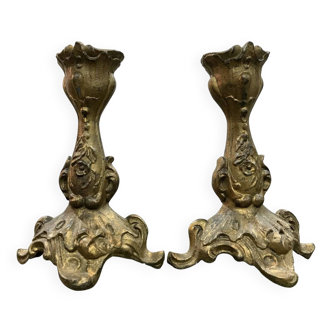 Paire de bougeoirs en bronze des années 50