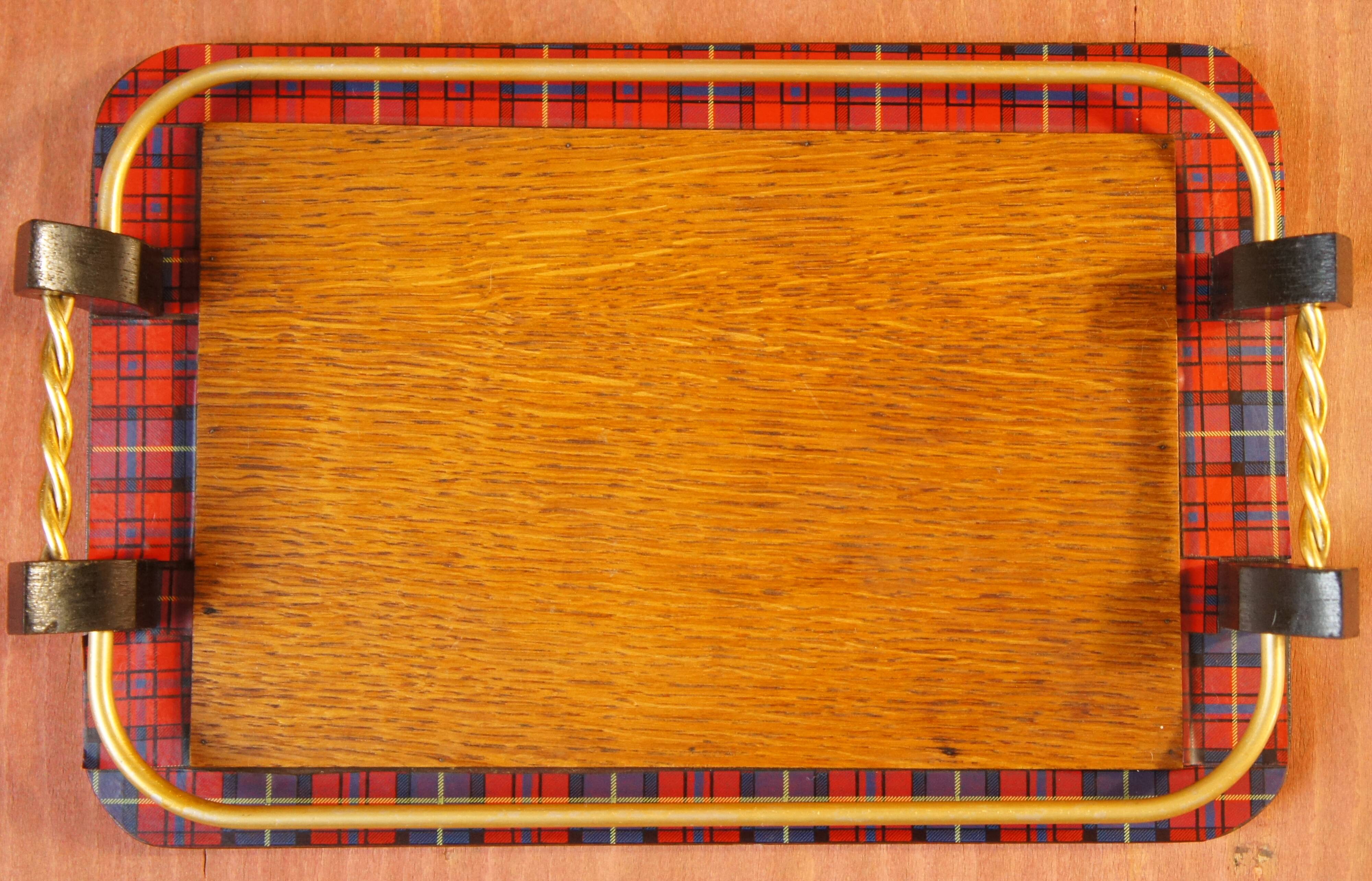 Top "Tartan" golden oak, blackened wood & brass 1960