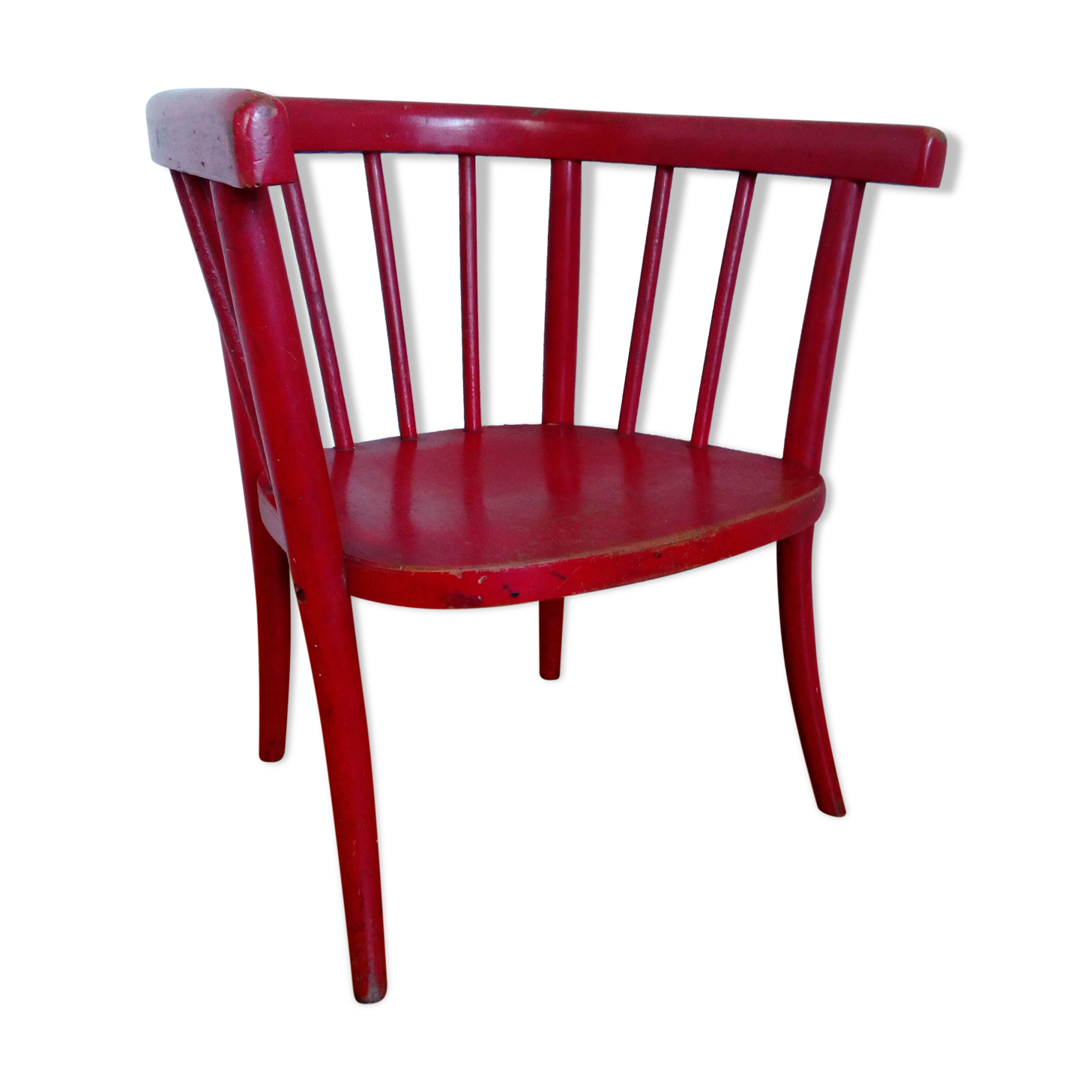 Children's chair JAPY Brothers in red lace-up curved wood