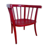 Fauteuil chaise enfant Japy Frères en bois courbé laqué rouge