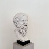 White Bust of Socrates, 1940, Plaster on a Black Marble Base