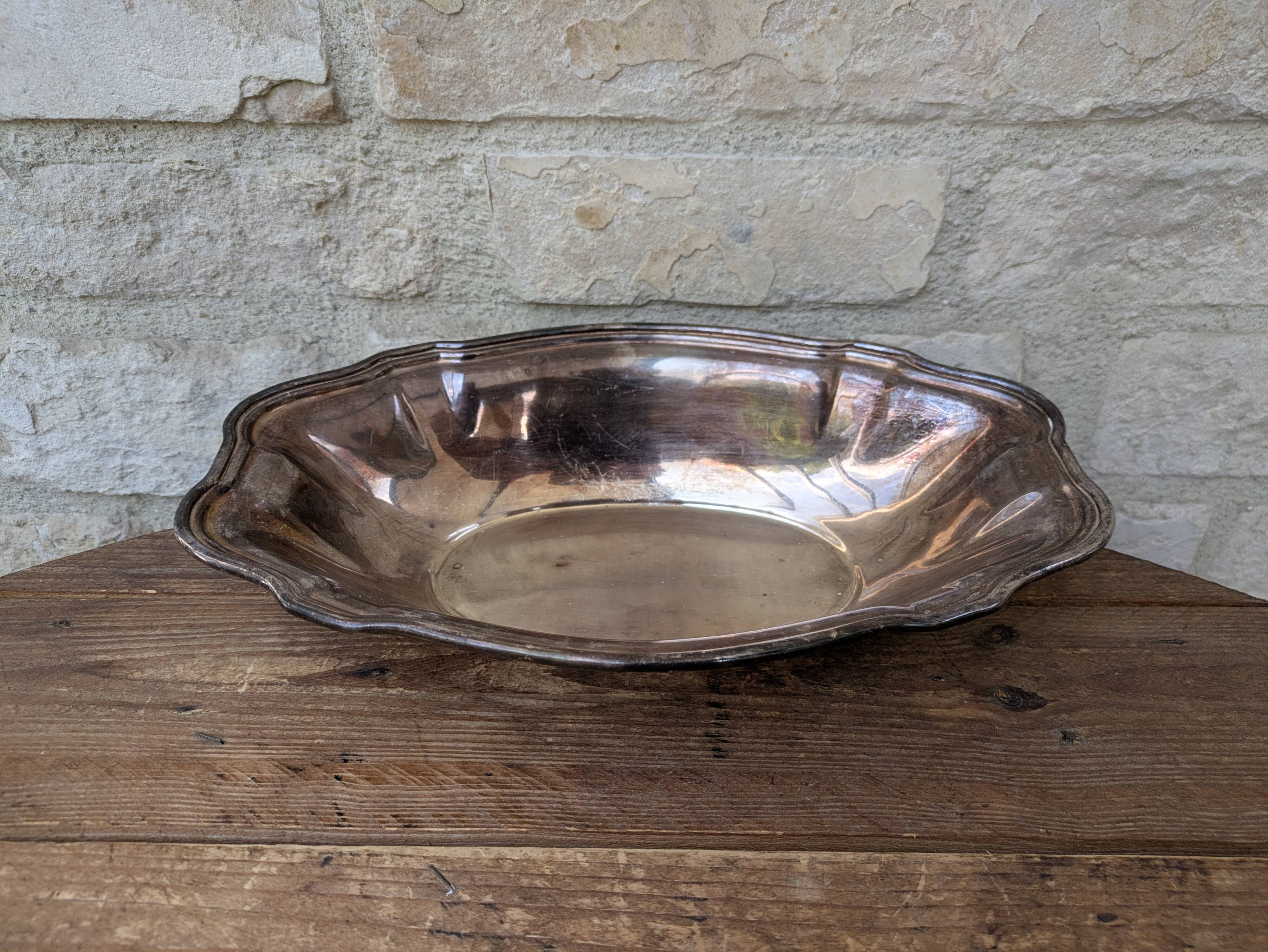 Hollow serving dish / silver-plated basket Ercuis 31x19cm 650g