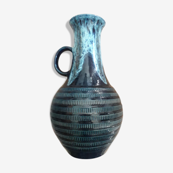 Vase bleu série " fat lava "  en faience émaillée
