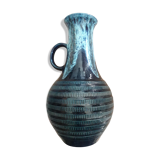 Vase bleu série " fat lava "  en faience émaillée