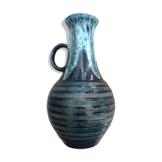 blue vase series "fat lava" in enamelled faience