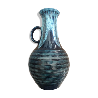Vase bleu série " fat lava "  en faience émaillée