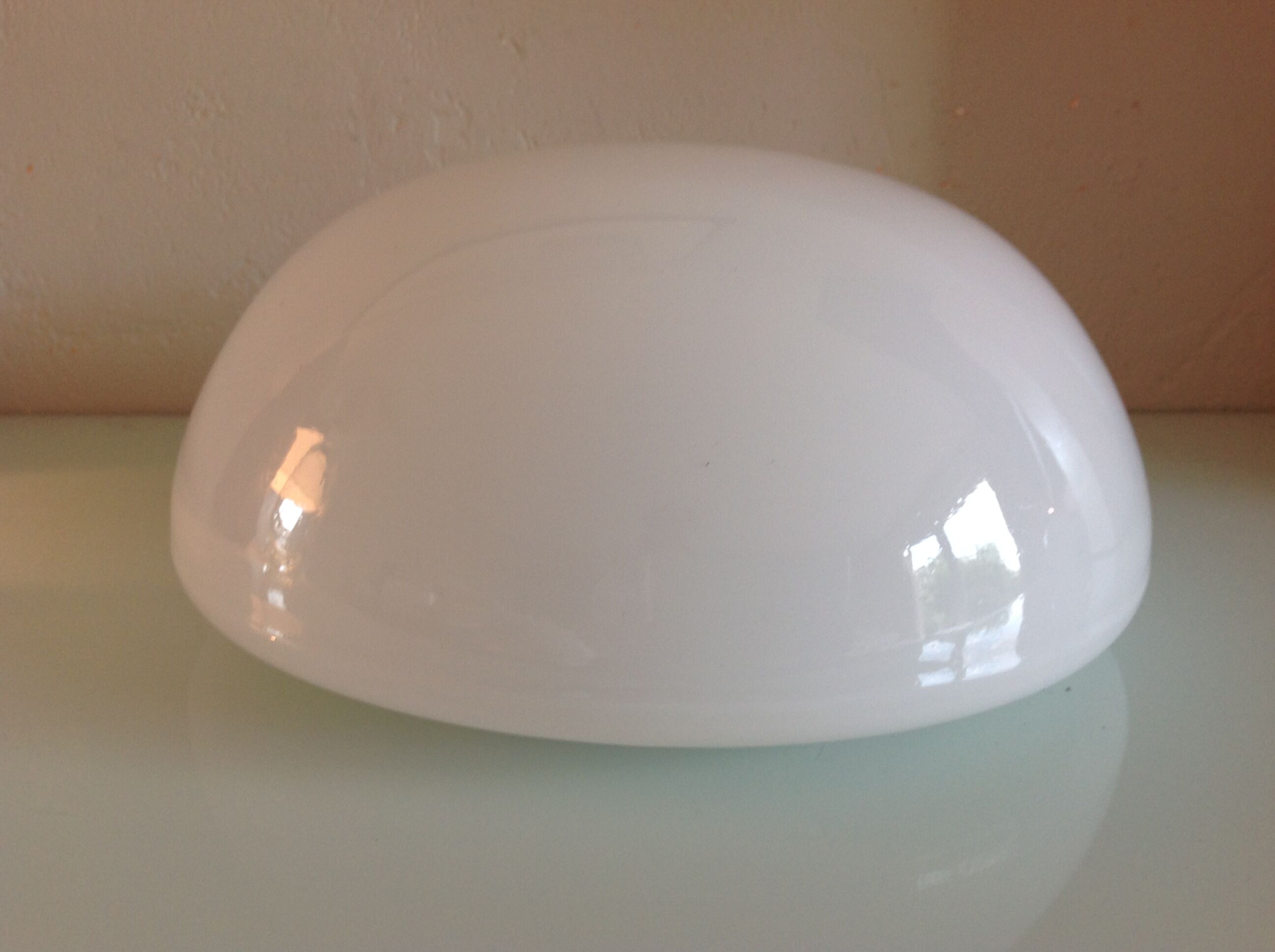 Half moon ceiling lamp in vintage white opaline 60s-70s