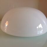 Half moon ceiling lamp in vintage white opaline 60s-70s