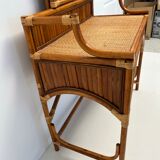 Coiffeuse bureau en rotin et bambou vintage