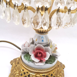 Old table lamp molded glass stamps barbotine and brass deco