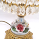 Ancienne lampe à poser verre moulé pampilles barbotine et laiton déco