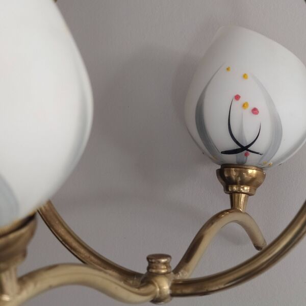 lustre en laiton forme perchoir années 50/60