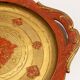 Vintage orange wooden decorative plate, Italy, 1960s