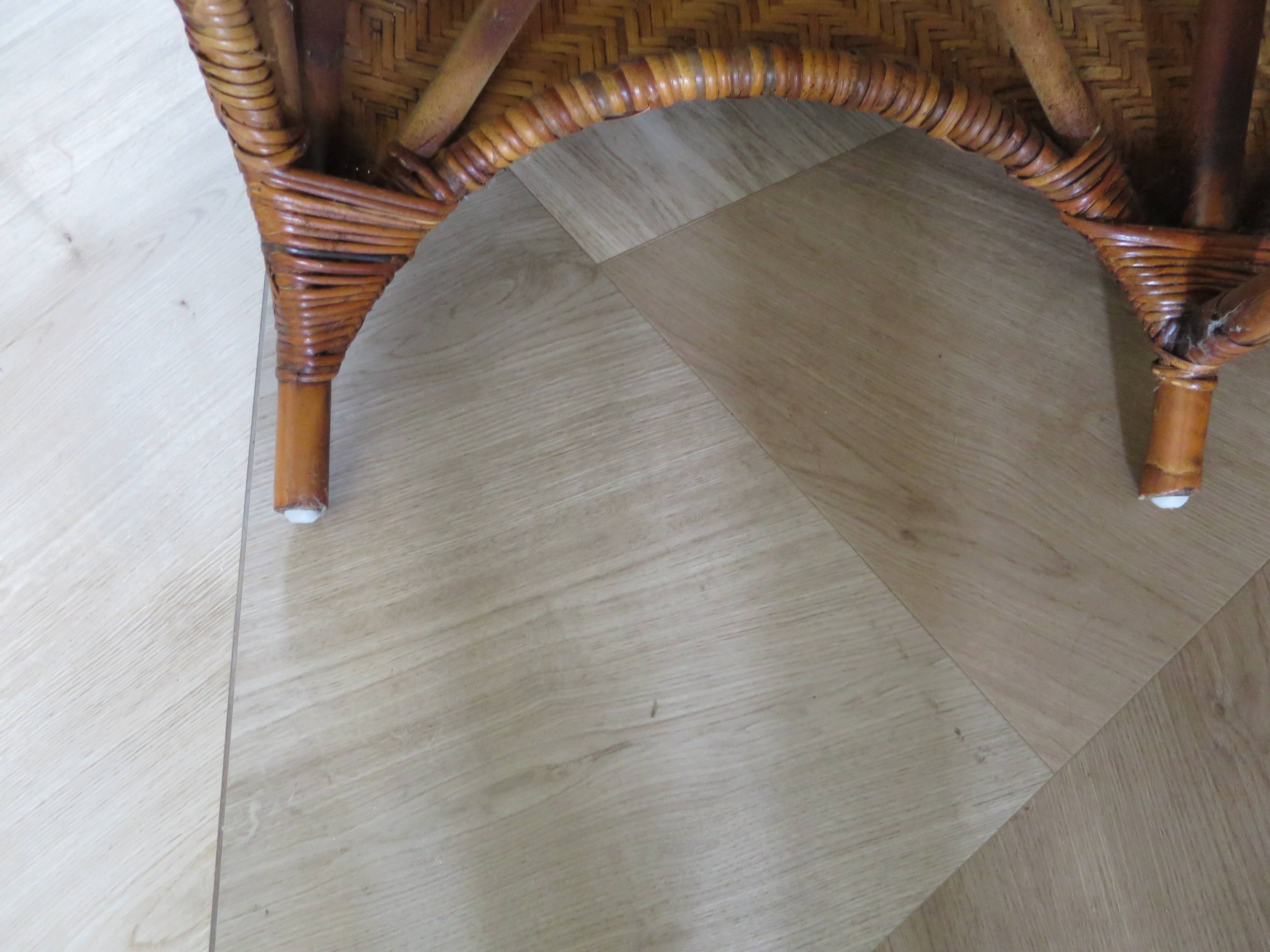 Two-seater banquette in woven rattan, wood and bamboo, 1980s.