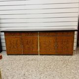 Modernist Sideboard in Radica and Gilded Metal, 1970s