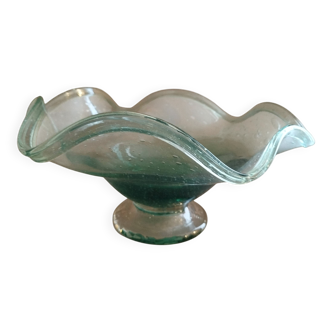 Large bubble glass bowl signed Biot