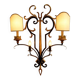 Vintage Florentine Wall Sconce XL in Forged Iron and Painted Sheet Metal – Black and Gold, 1970s