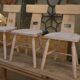 Lot de 3 chaises en hêtre 1960