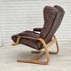 1970s, Scandinavian adjustable armchair, furniture leather, bentwood.