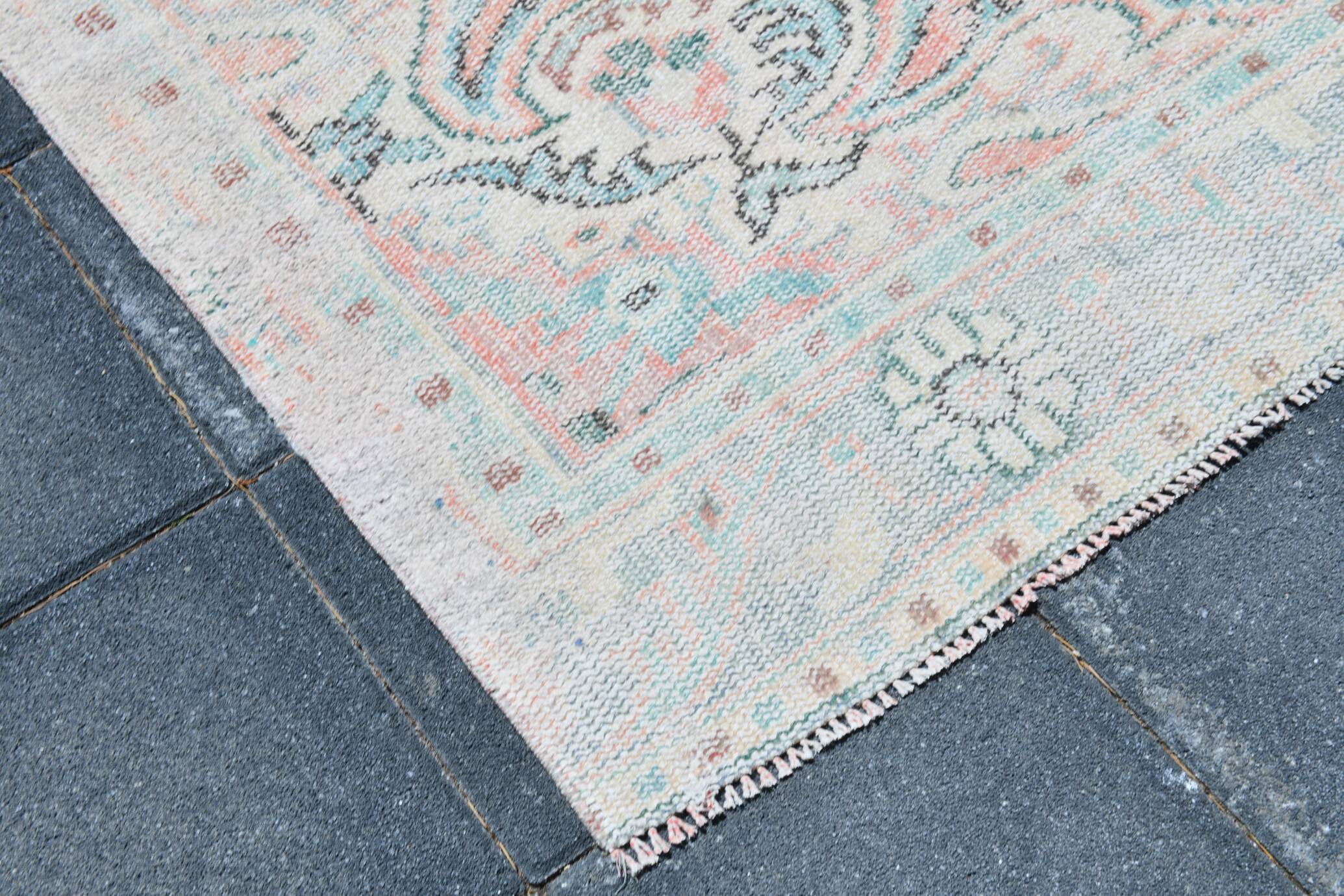 5x8 Turkish Vintage Oushak Rug, Coral Pink Area Rug For Bedroom, 147x241 Cm