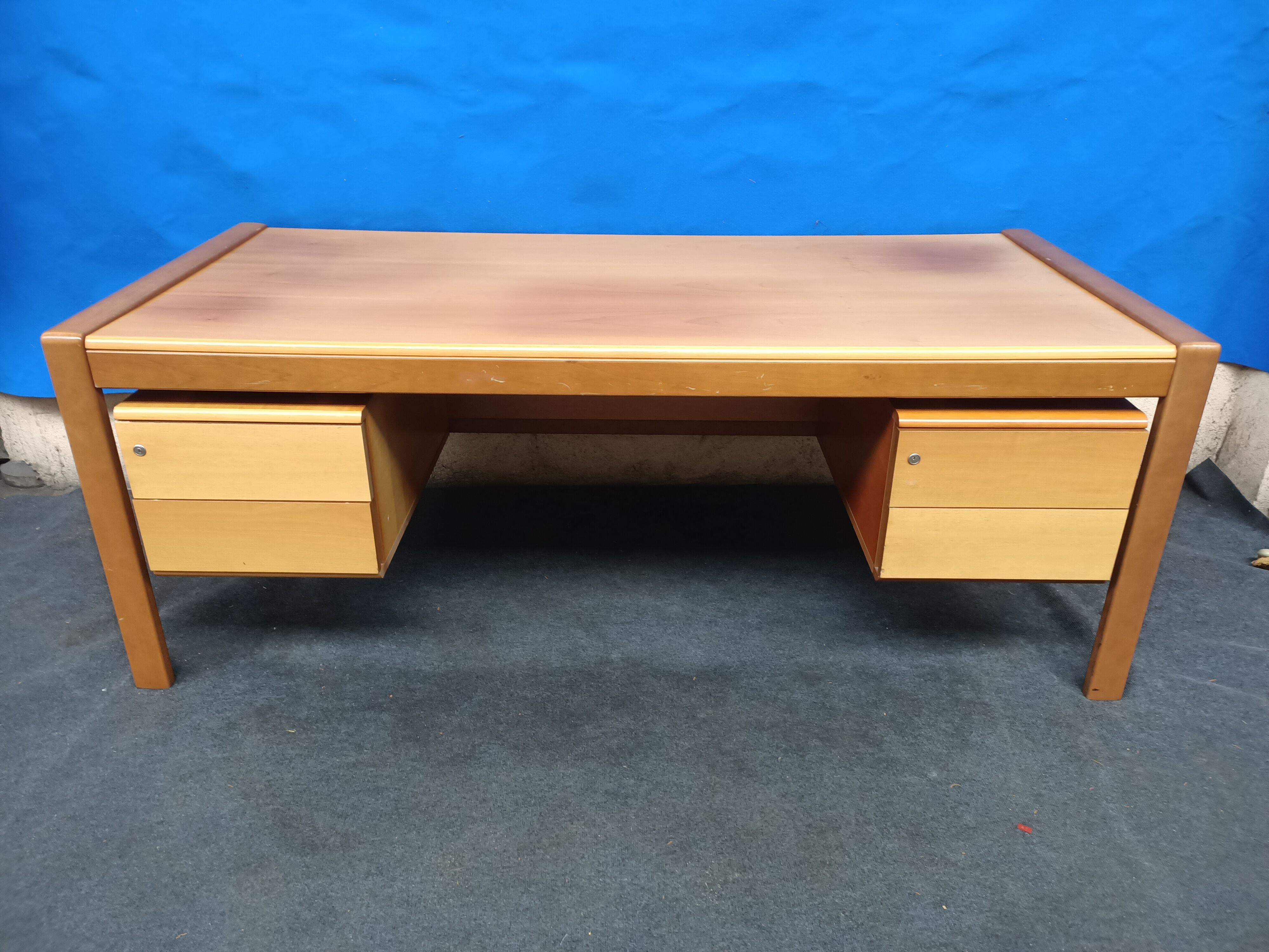 Vintage Scandinavian elm executive desk