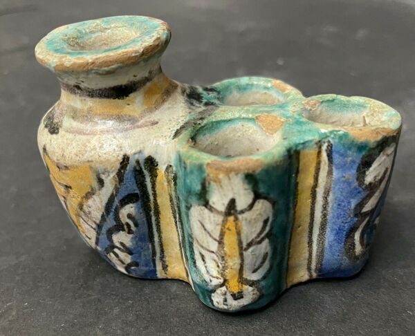 Maroc Fès encrier à 4 godets d'enlumineur XVIII ou début XIX