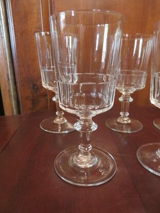 8 water glasses, 19th