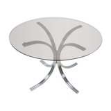 Glass round table chrome feet