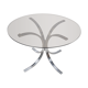 Glass round table chrome feet