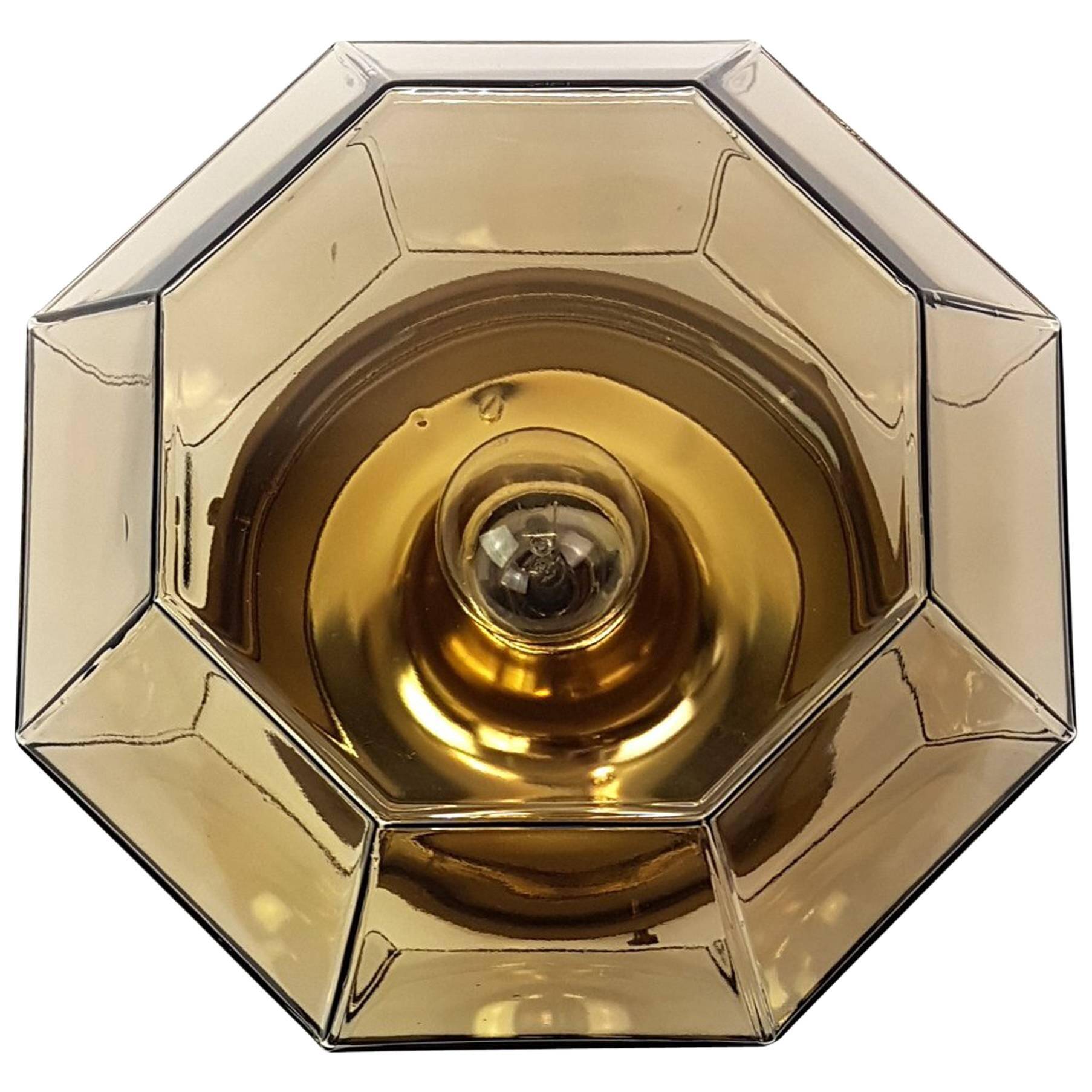 Iron and clear glass ceiling light by Limburg, Germany, 1960s