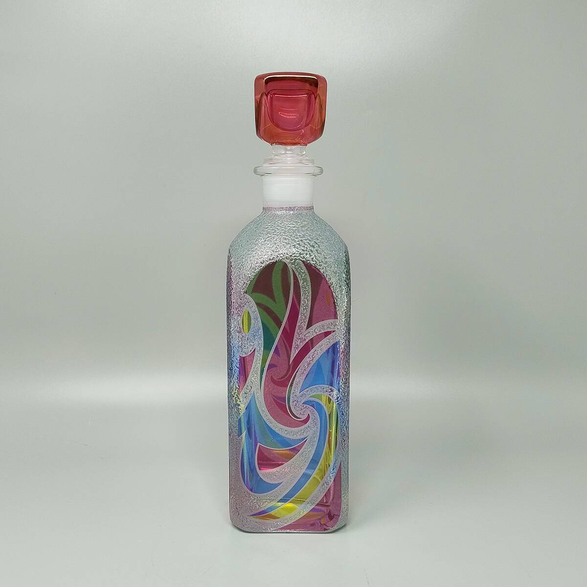 1970s Stunning Decanter or Decorative Bottle by Luigi Bormioli. Made in Ita