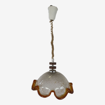 Venini, "Calza" chandelier in glass and chrome metal, 1950s | Selency