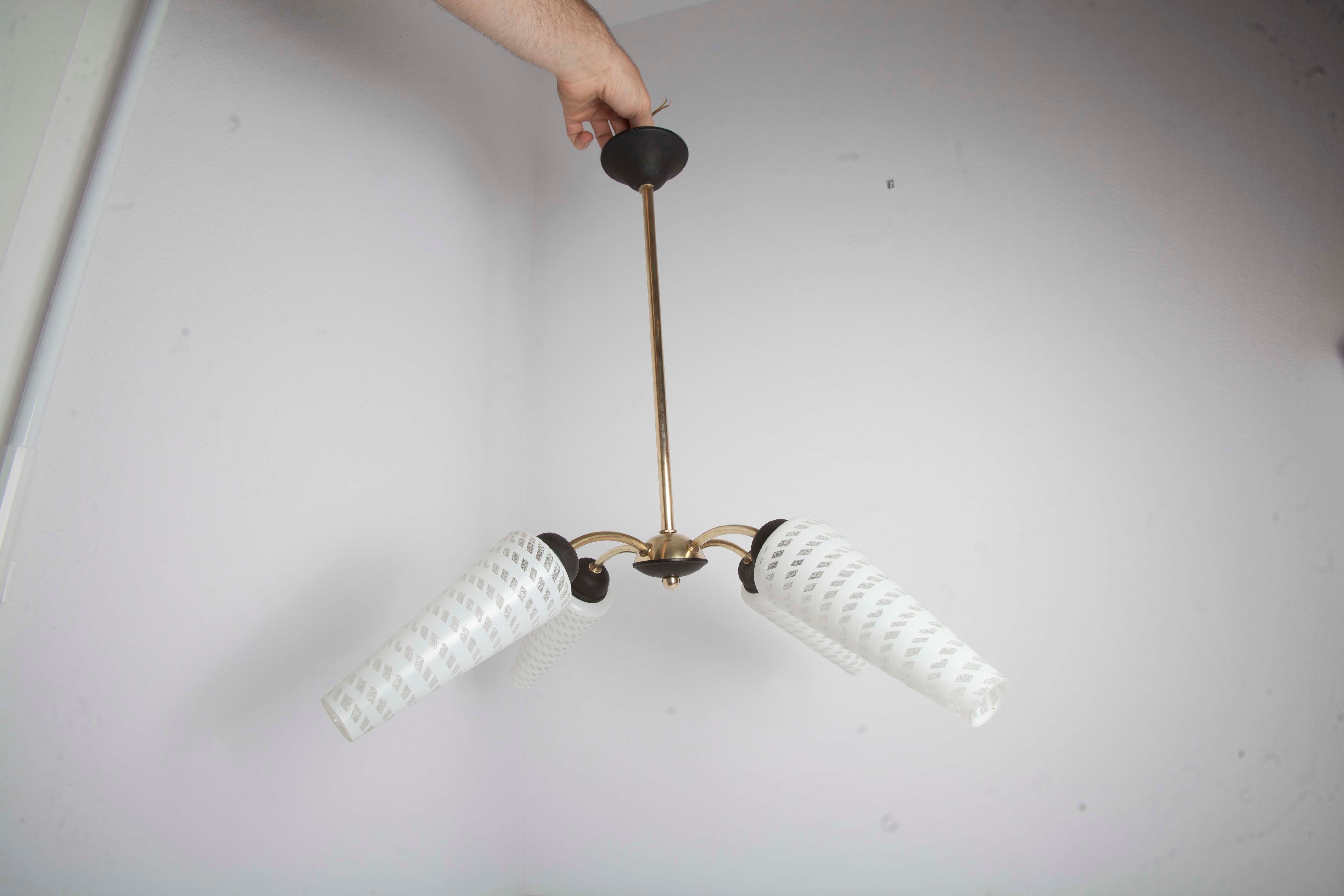 Luster 4 black branches, gold and glass