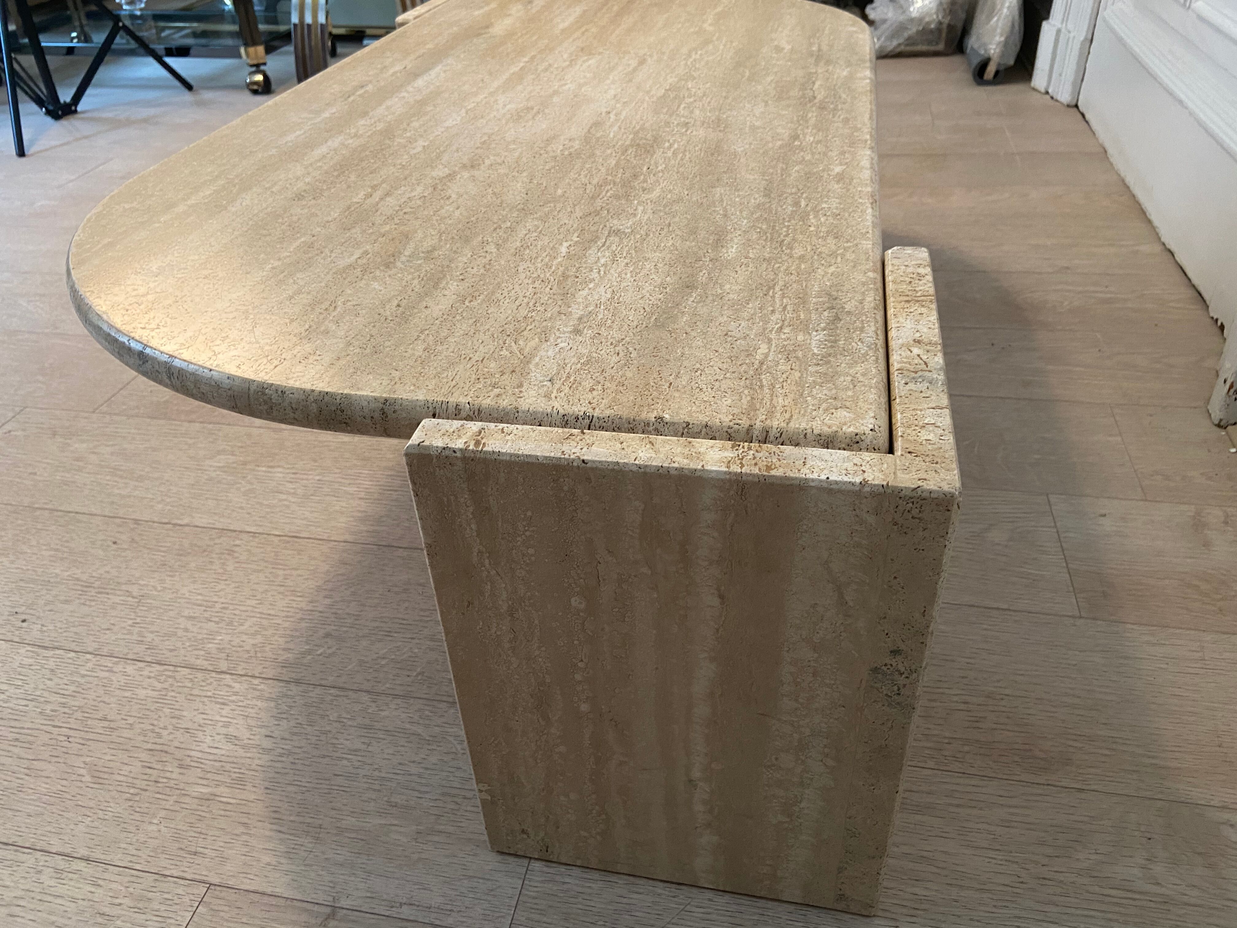 Drop of water coffee table in travertine, 1970