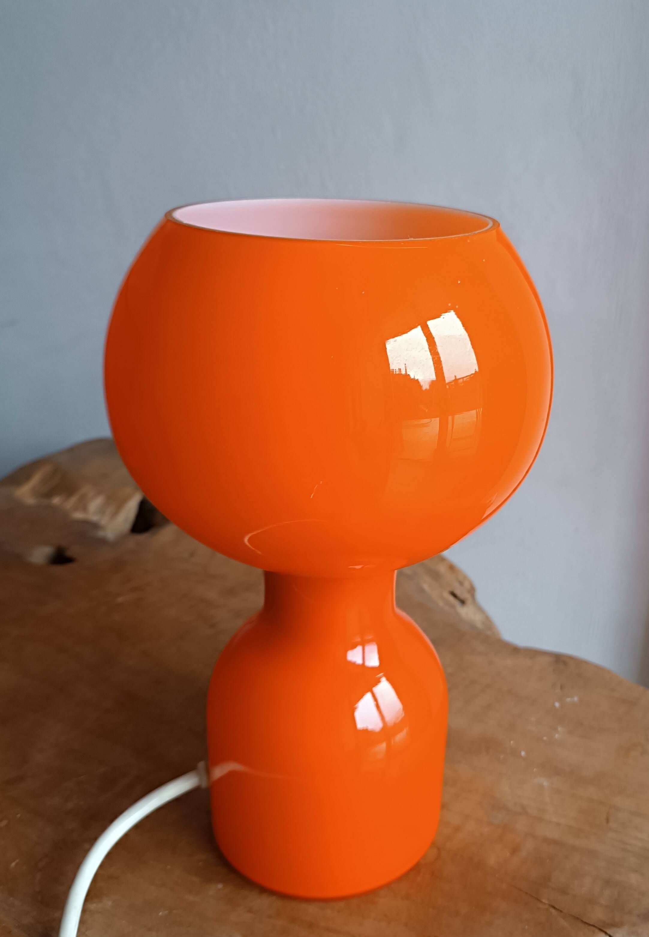 Lampe champignon Space Age en verre opalin orange 1970