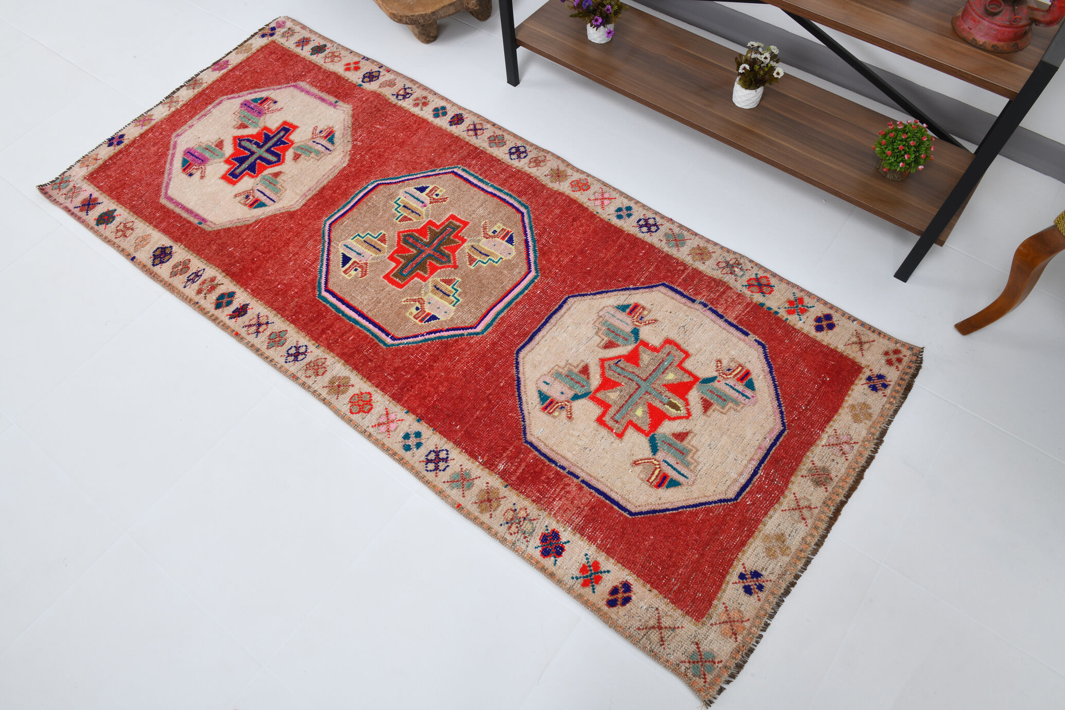 3x7 short vintage oushak runner rug