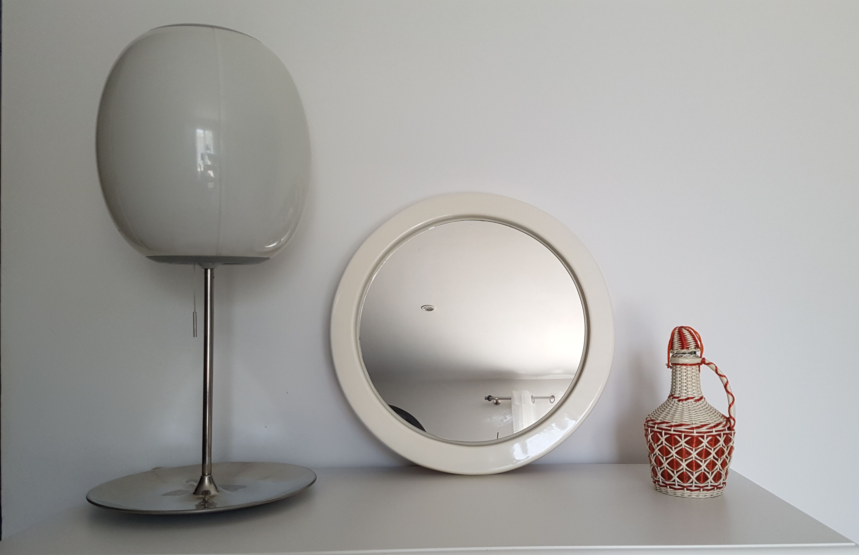 Vintage white mirror "catch-all" 47cm