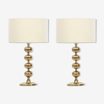 Pair of Scandinavian brass lamps