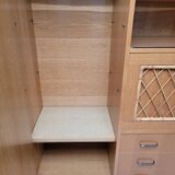 Armoire commode bois et rotin 1960