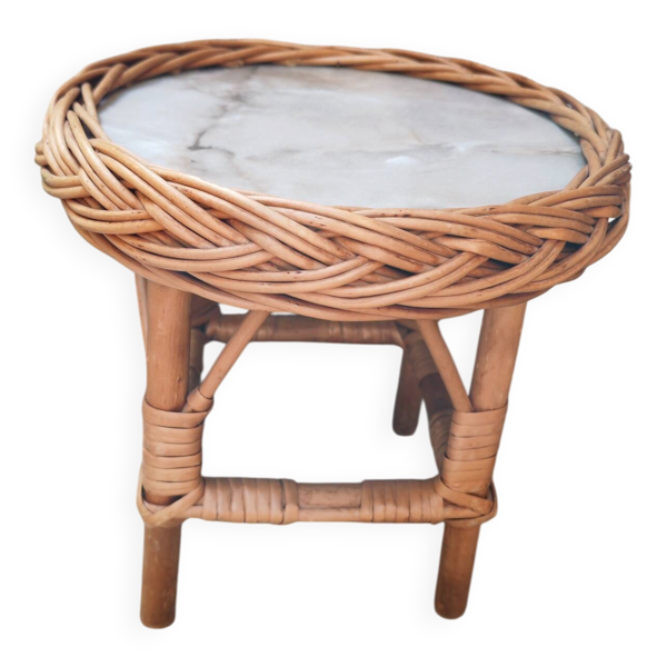 Tabouret, porte-plante en osier