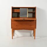Secrétaire en teck scandinave avec miroir caché, années 1960