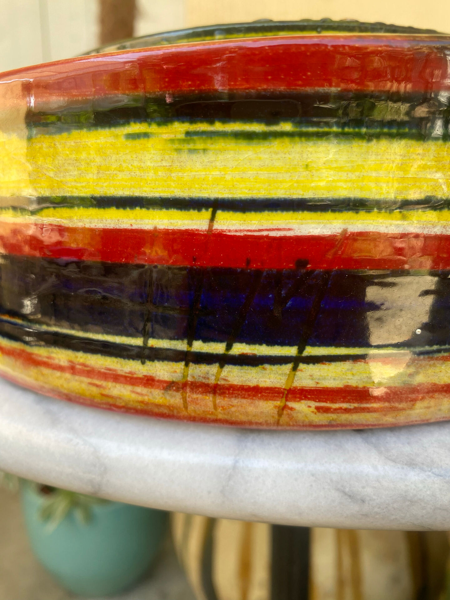Large glazed terracotta centrepiece signed