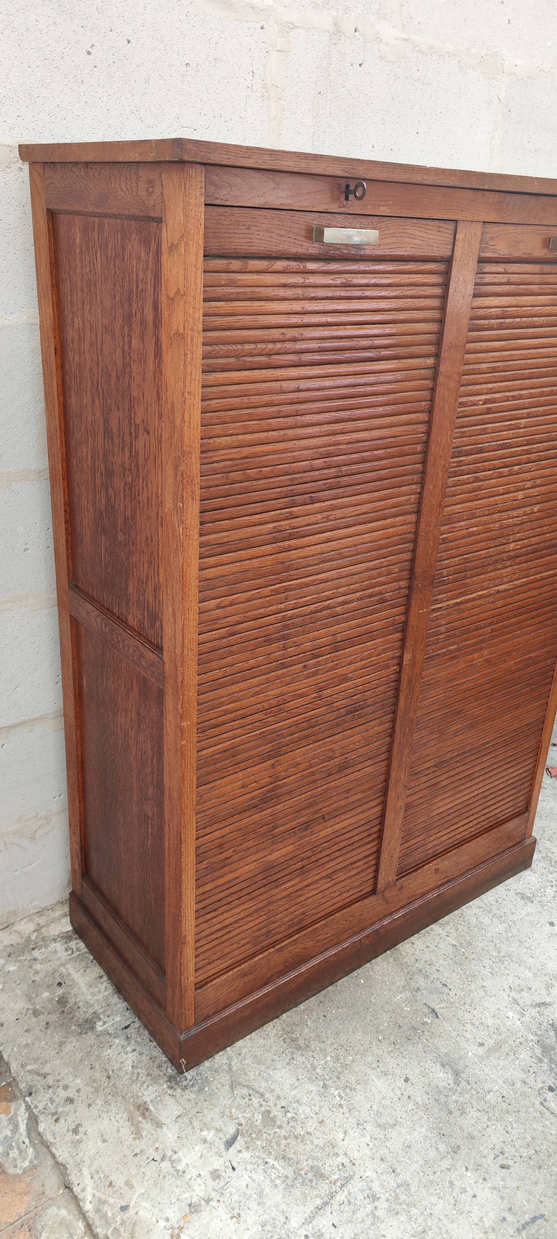 old double filing cabinet with curtains in oak professional furniture